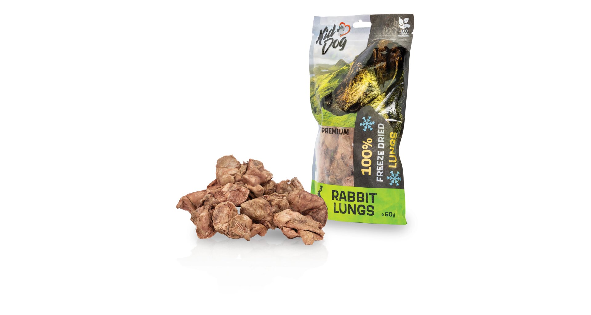 KIDDOG SUPER PREMIUM 100% králičí plíce v celku sušené mrazem 50 g