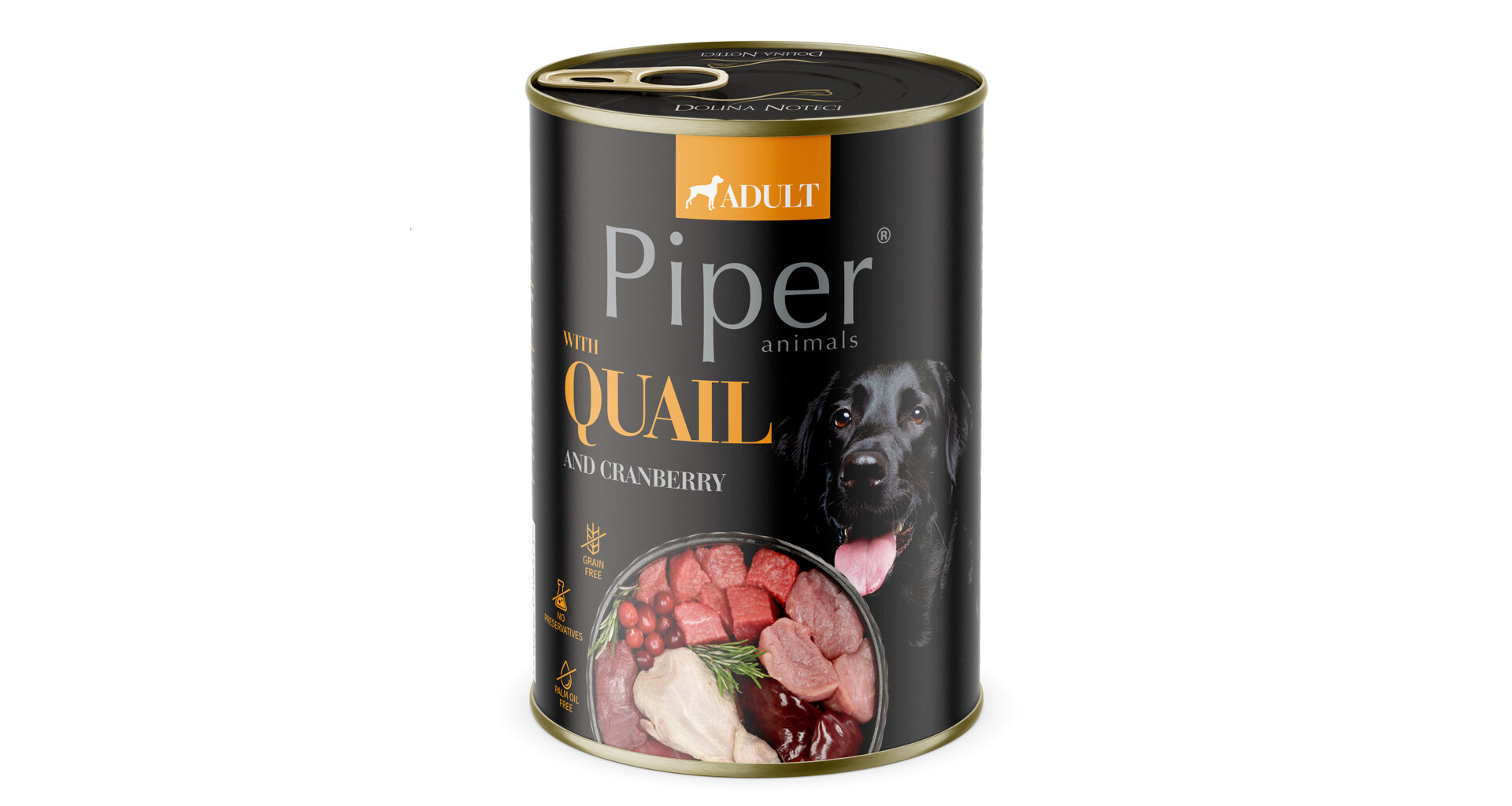 PIPER konzerva pro psy s křepelkou a brusinkami 400g
