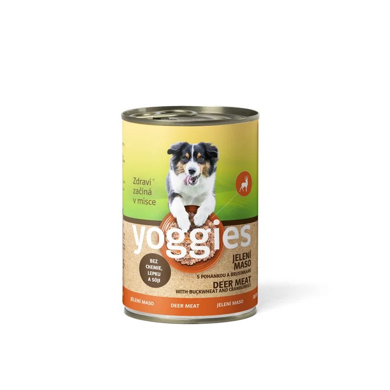 Yoggies jelení konzerva s pohankou a brusinkami 400 g