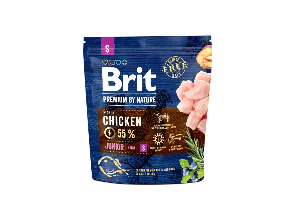 Brit Premium by Nature Junior S 1 kg – granule pro štěňata malých plemen, kuřecí