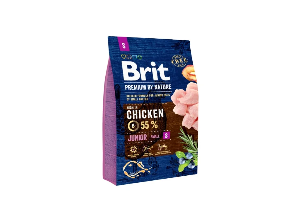 Brit Premium by Nature Junior S 3 kg – granule pro štěňata malých plemen, kuřecí