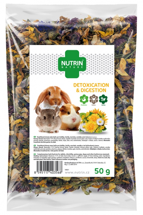 NUTRIN Nature Detoxication & Digestion 50 g – bylinná doplňková směs pro hlodavce na podporu trávení a detoxikace