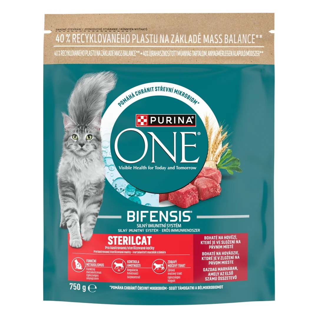 Purina ONE BIFENSIS Sterilised 750 g – granule pro kastrované kočky, hovězí s pšenicí