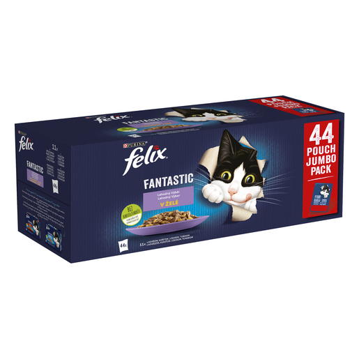 Felix Fantastic Multipack 44× 85 g – kapsičky pro kočky v želé, hovězí/losos/kuře/tuňák