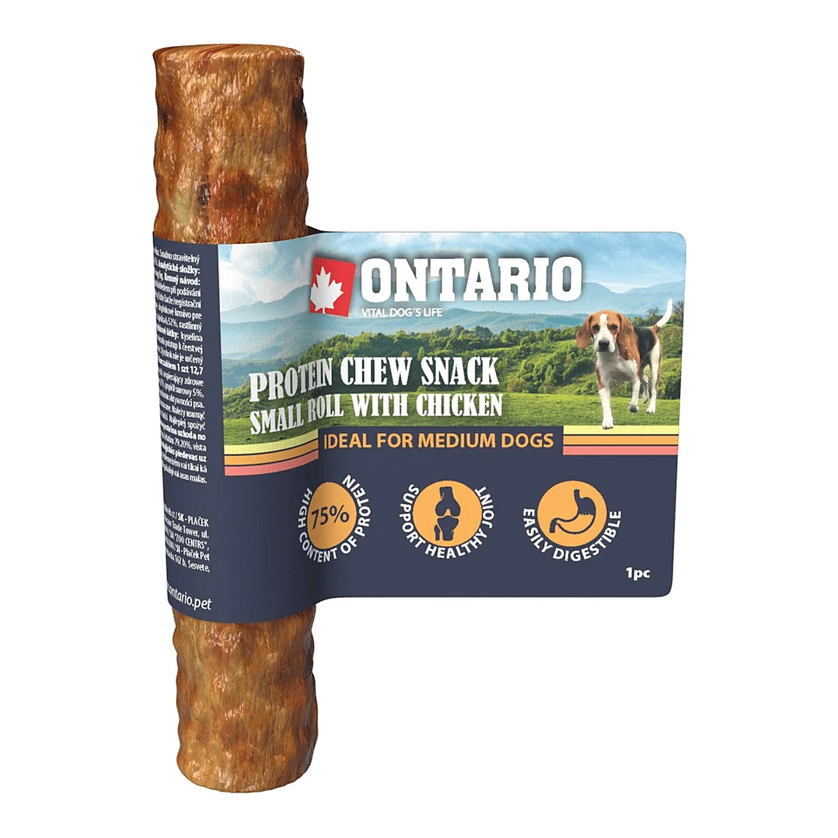 Ontario Pochoutka Protein kuře žvýkací rolka malá 12,7 cm
