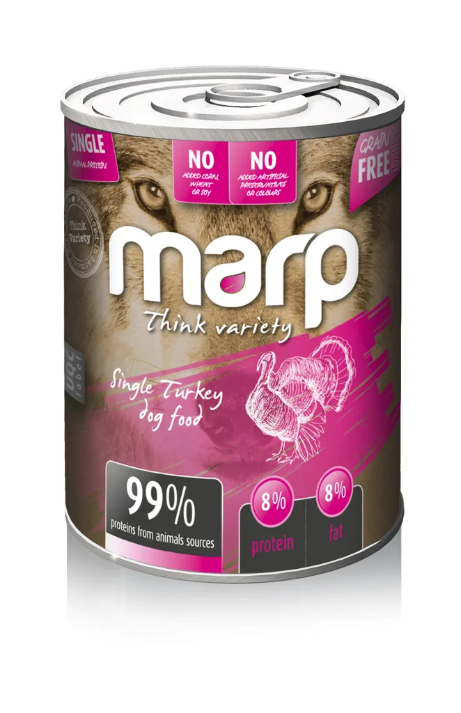 Marp Variety Single Turkey krůta 400 g – monoproteinová konzerva pro psy, krůtí maso