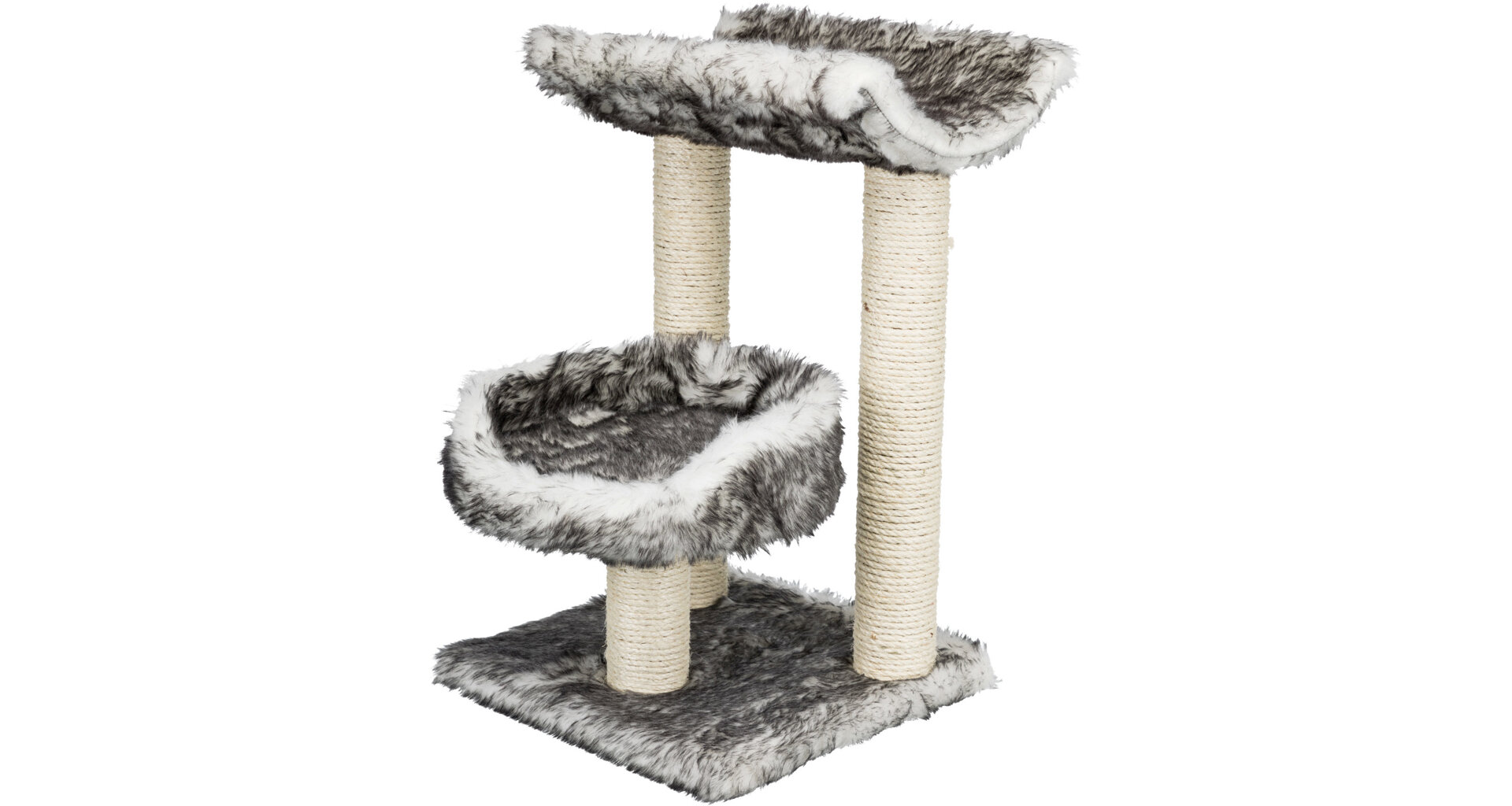 Škrábadlo ISABA s pelíškem,dlouhý plyš 62cm - černo-bílé