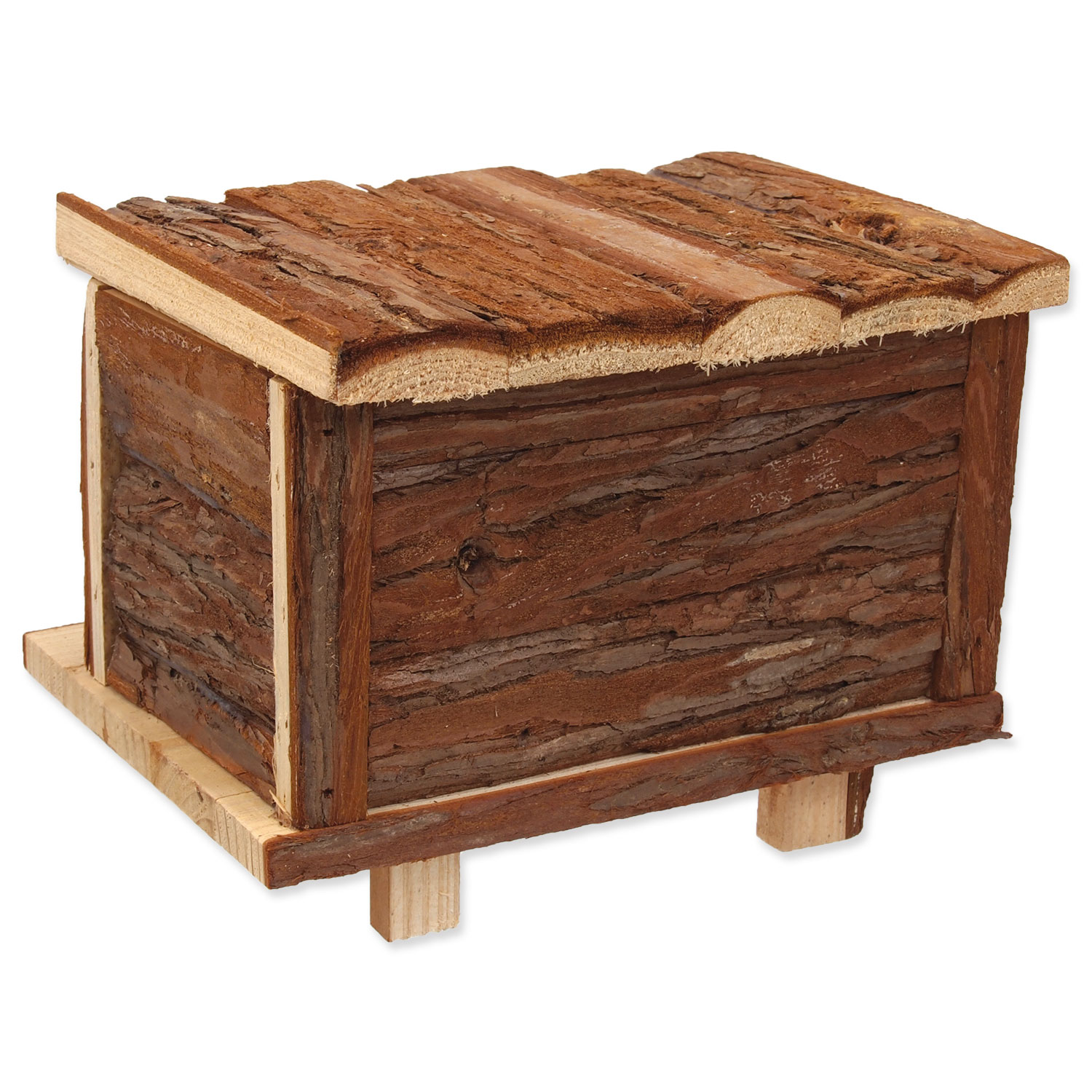 Domek SMALL ANIMALS srub dřevěný s kůrou 18 x 13 x 13,5cm