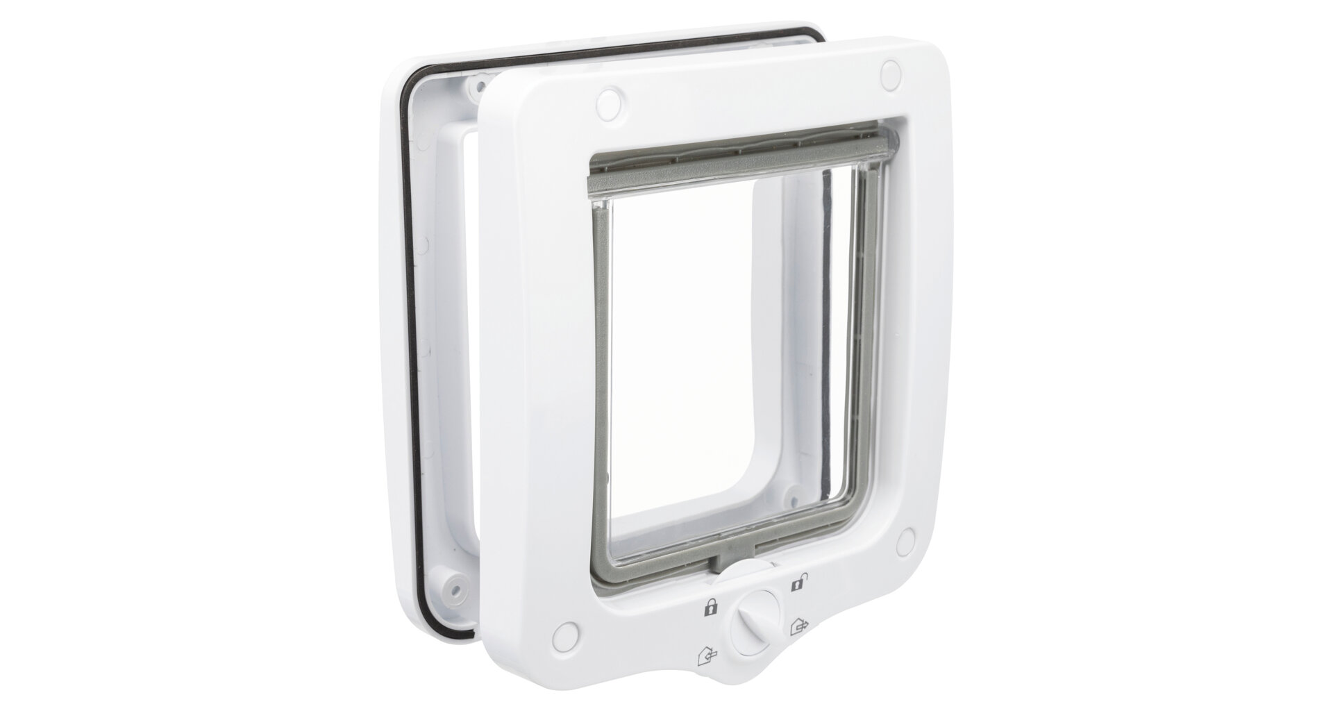 Průchozí dvířka pro kočku, 4-cestná, 20x22cm, bílá