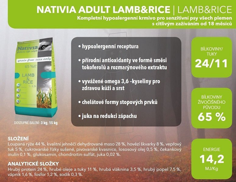 Nativia Adult Lamb&Rice 3kg