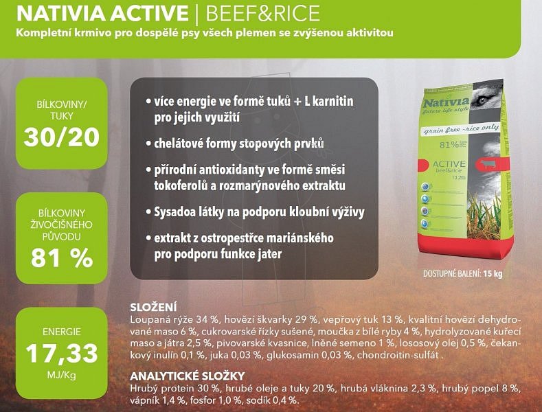 Nativia Active Beef&Rice 15kg