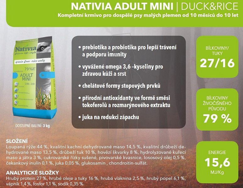 Nativia Adult Mini Duck&Rice 3kg
