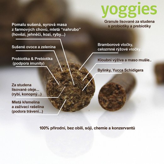 Yoggies granule Kozí maso, zelenina a bramborové vločky 2kg