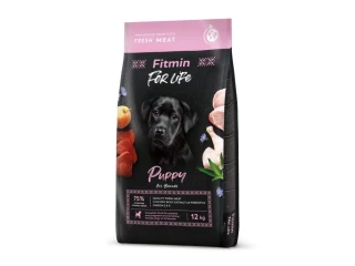 Fitmin For Life Puppy 12 kg – granule pro štěňata všech plemen, drůbeží s vepřovým a hovězím