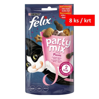 Felix Party Mix Picnic Mix 60 g – křupavá pochoutka pro kočky, kuře, krůta a sýr