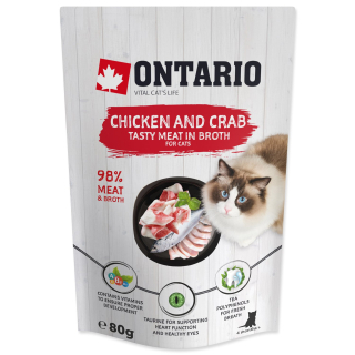 Ontario Chicken and Crab in Broth 80 g – kapsička pro kočky, kuřecí maso s krabem