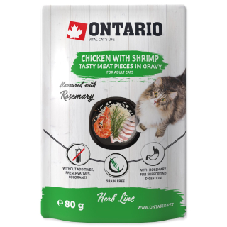 Ontario Herb Chicken with Shrimps 80 g – kapsička pro kočky, kuřecí maso s krevetami
