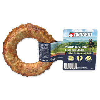 Ontario Pochoutka Protein kuře žvýkací bagel 8,9 cm