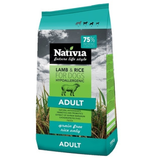 Nativia Adult Lamb&Rice 15 kg – granule pro dospělé psy, jehněčí s rýží
