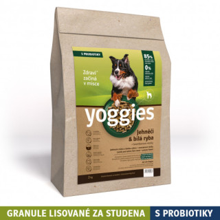 Yoggies Jehněčí maso & bílá ryba 2 kg – granule lisované za studena pro střední a velká plemena