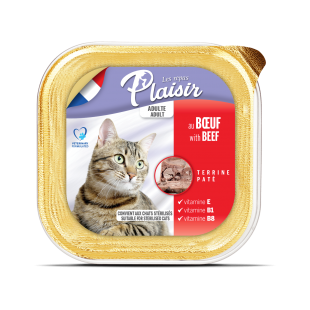 Plaisir cat vanička s hovězím 100 g – pro kastrované kočky