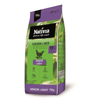 Nativia Senior&Light 15 kg – granule pro starší a méně aktivní psy, kuřecí s rýží