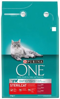 PURINA ONE Sterilcat s hovězím a pšenicí 3 kg – granule pro kastrované kočky