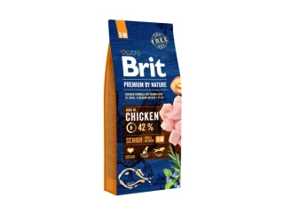 Brit Premium by Nature Senior S+M 15 kg – granule pro starší psy malých a středních plemen, kuřecí