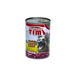 TIM hovězí 400 g – mletá konzerva pro psy, hovězí maso s droby