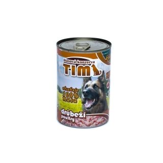 TIM drůbeží 400 g – mletá konzerva pro psy, drůbeží maso s hovězími a vepřovými droby