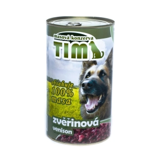 TIM zvěřinová 1200 g – mletá konzerva pro psy, zvěřina s hovězími a vepřovými droby